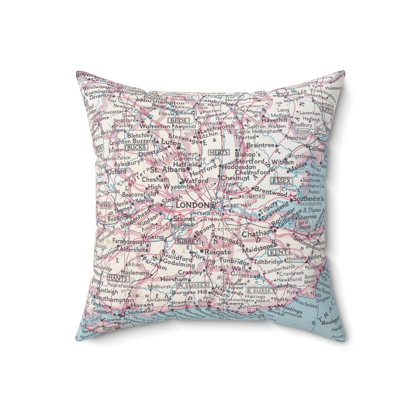 London England vintage map pillow
