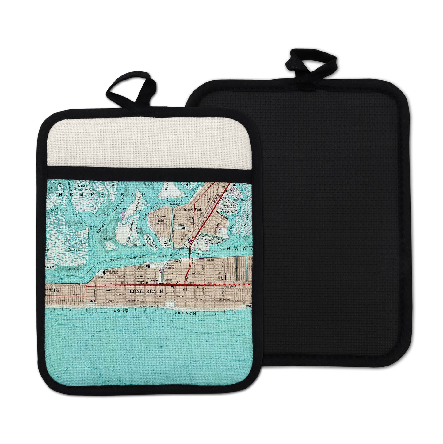 Long Beach Island New York vintage map hot pad kitchen decor