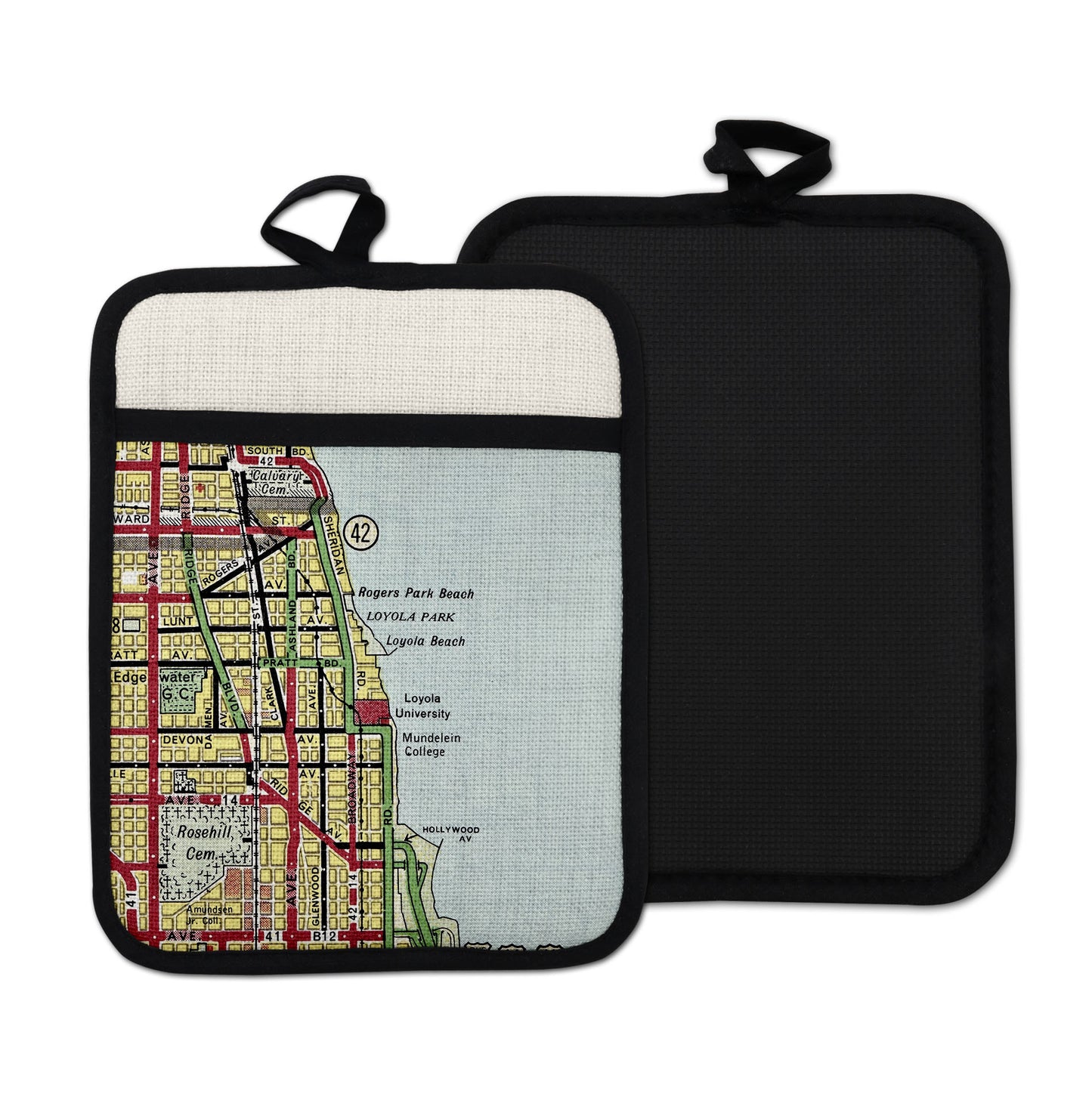 Loyola University Chicago vintage map hot pad kitchen decor