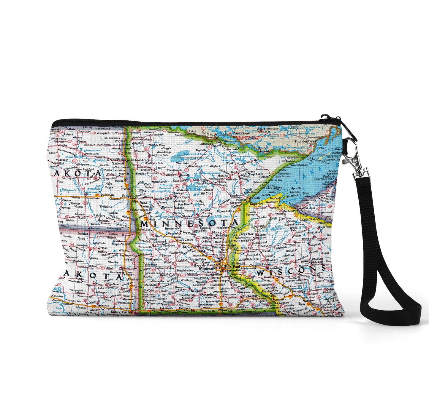Minnesota map wristlet travel pouch