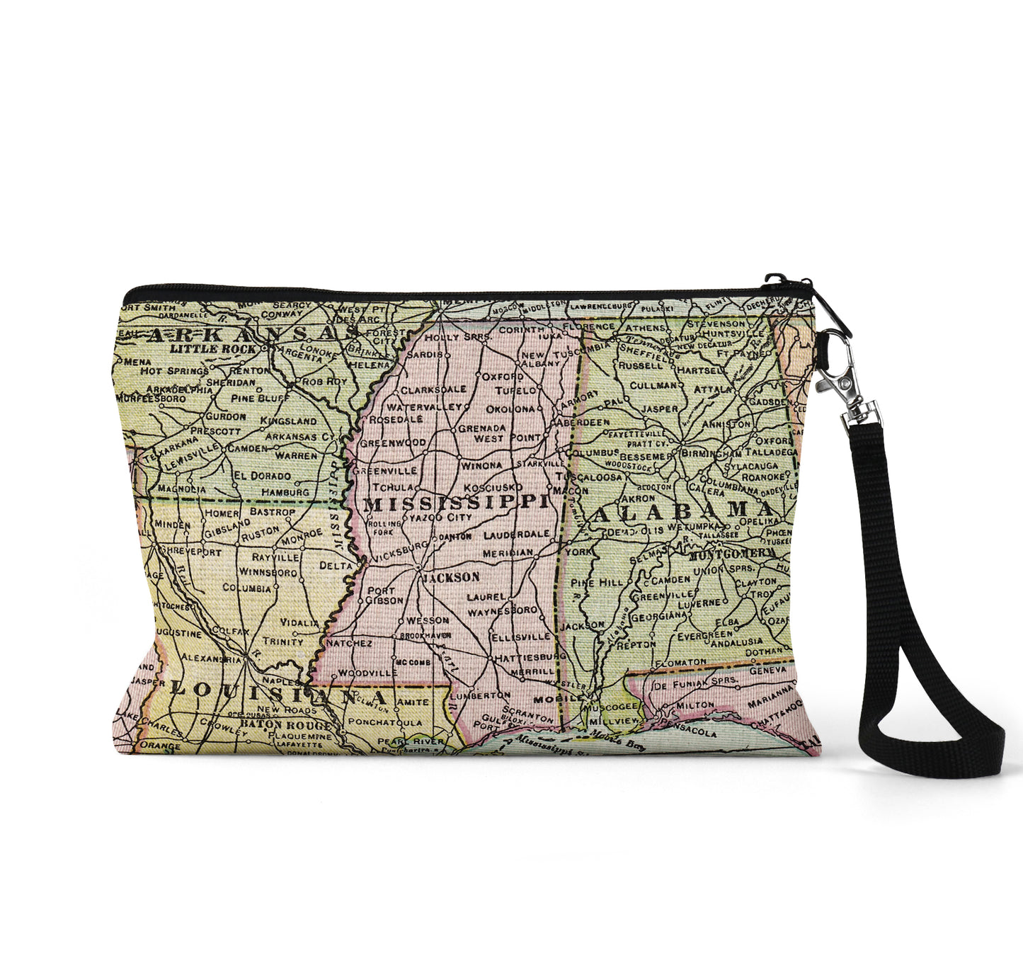 Mississippi map wristlet travel pouch