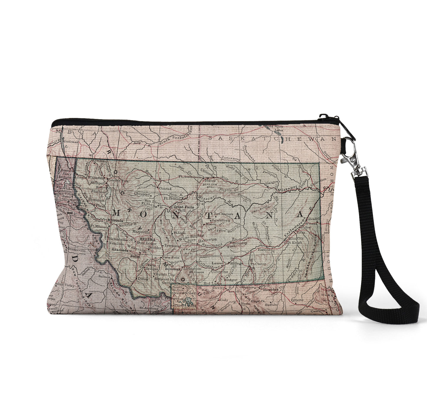 Montana map wristlet travel pouch
