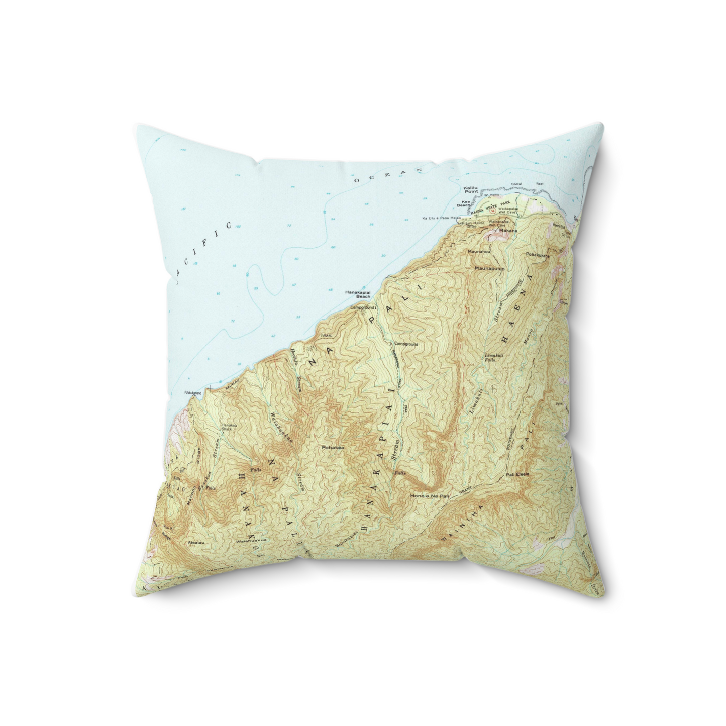 Na Pali Coast Kauai Hawaii vintage map pillow
