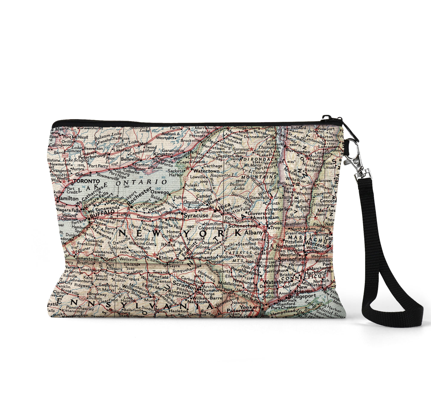 New York map wristlet travel pouch