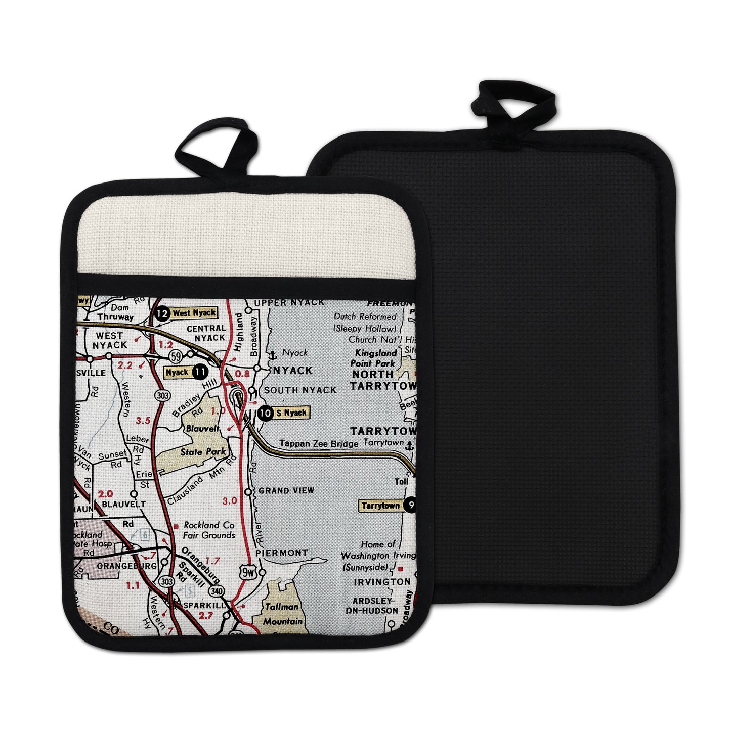 Nyack New York vintage map hot pad kitchen decor