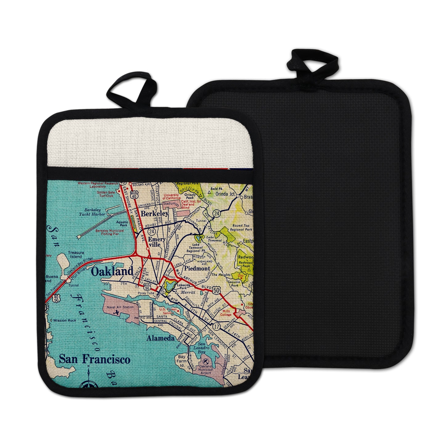 Oakland California vintage map hot pad kitchen decor