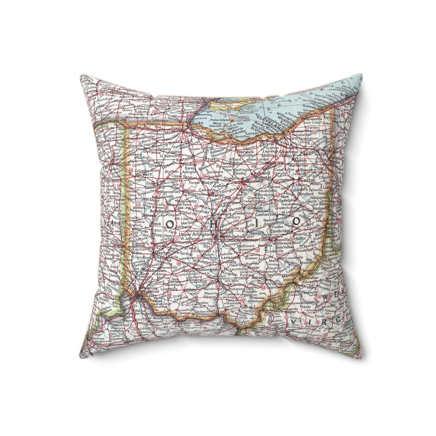 Ohio vintage map pillow