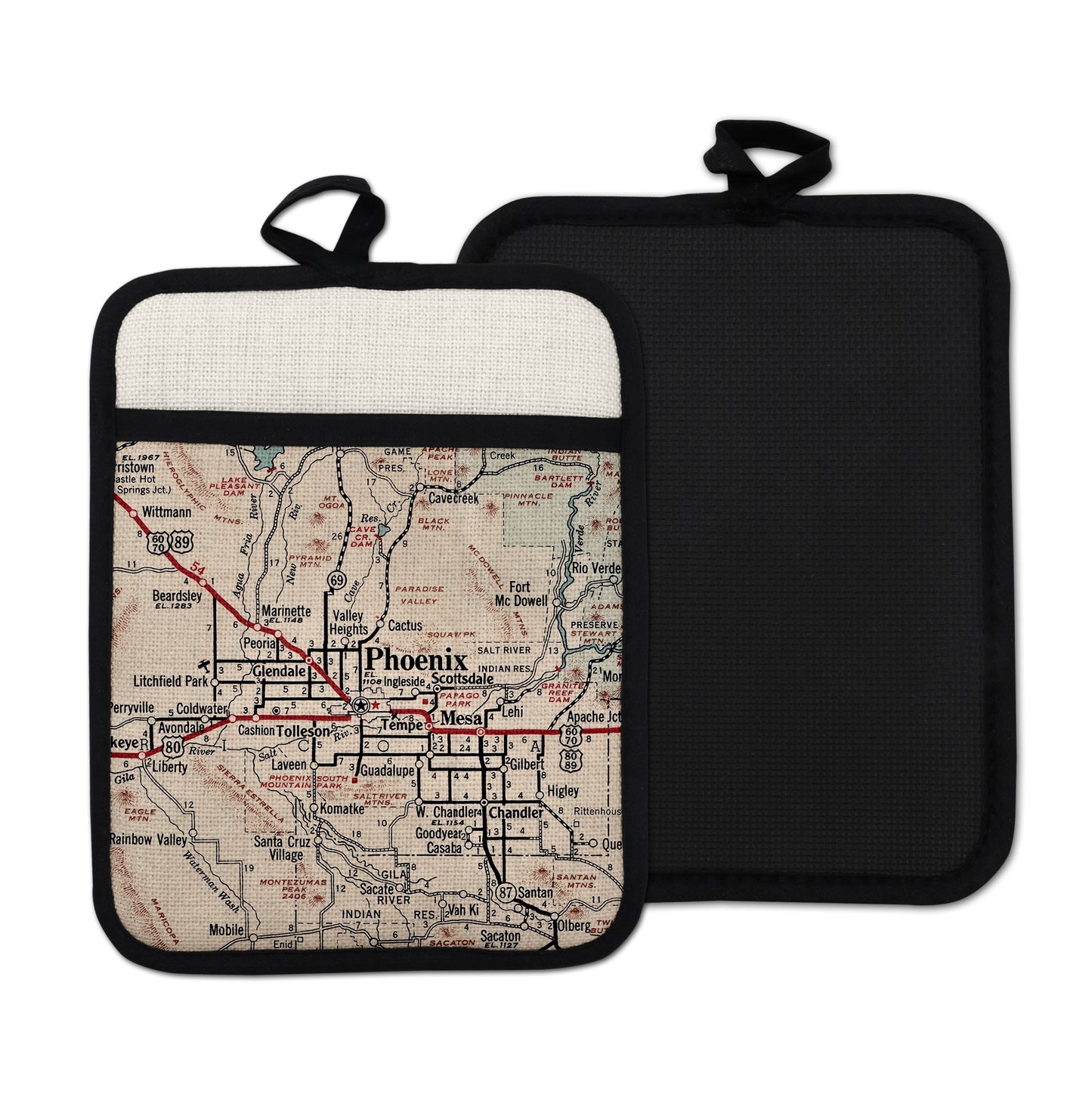Phoenix Arizona vintage map hot pad kitchen decor
