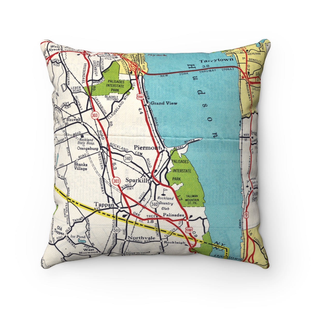 Piermont New York vintage map pillow
