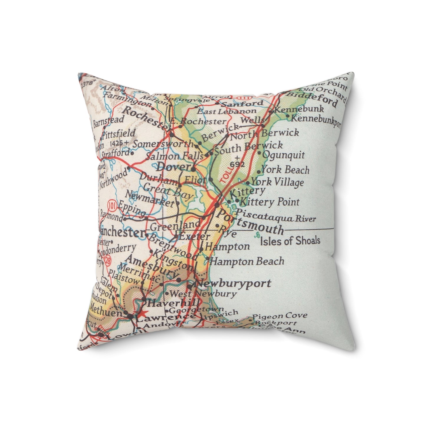 Portsmouth New Hampshire vintage map pillow