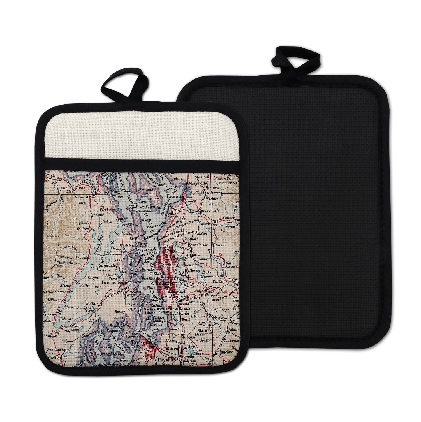 Puget Sound vintage map hot pad kitchen decor