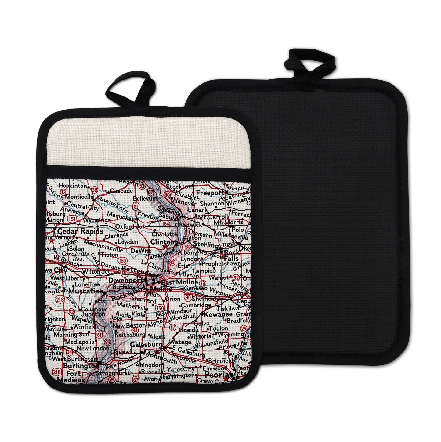 Quad Cities vintage map hot pad kitchen decor