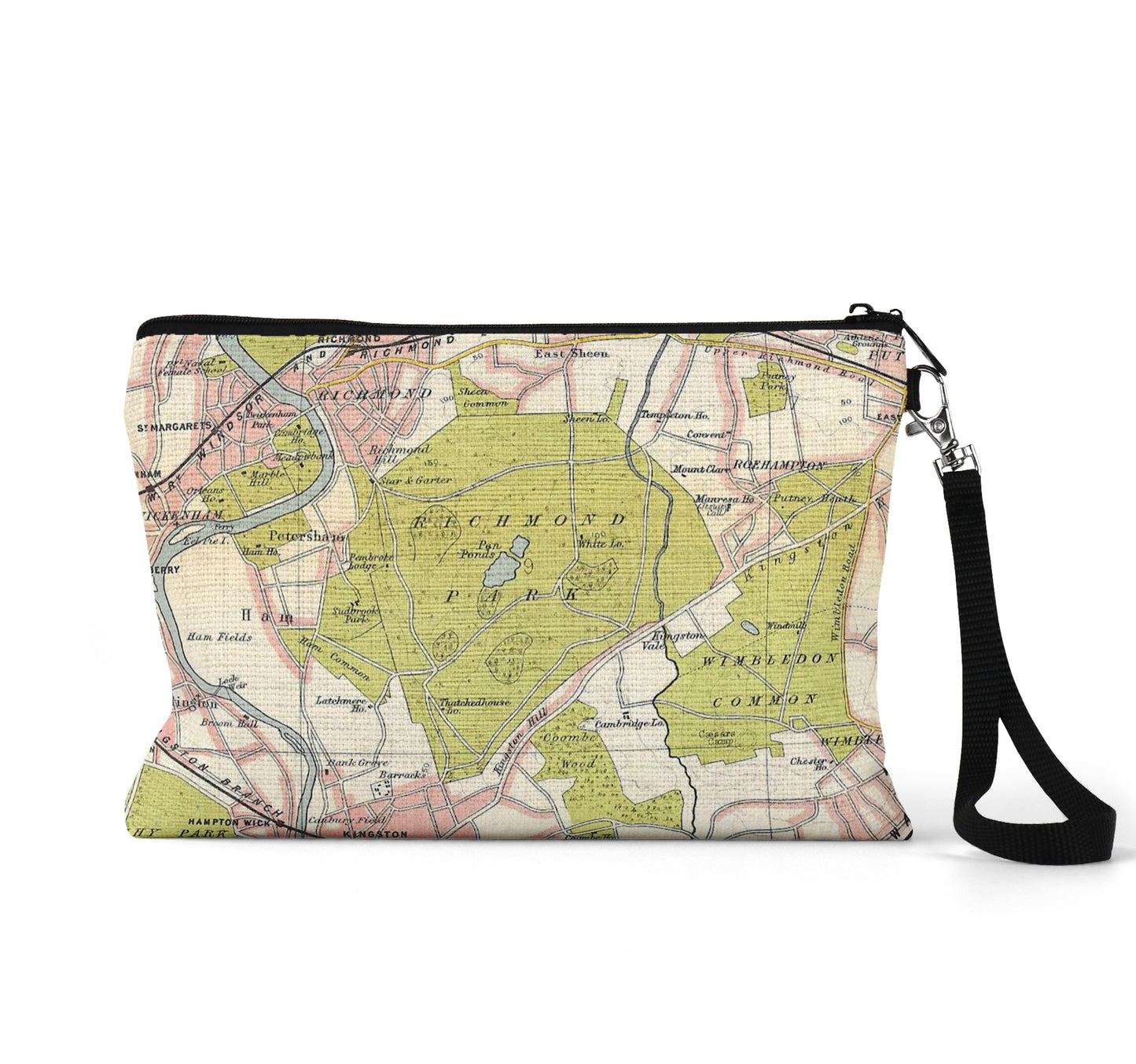 Richmond Park London map wristlet travel pouch