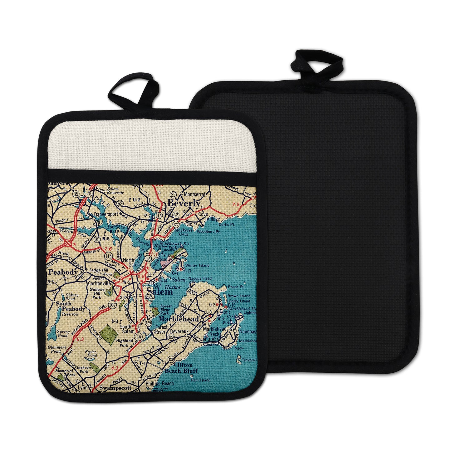 Salem Massachusetts vintage map hot pad kitchen decor