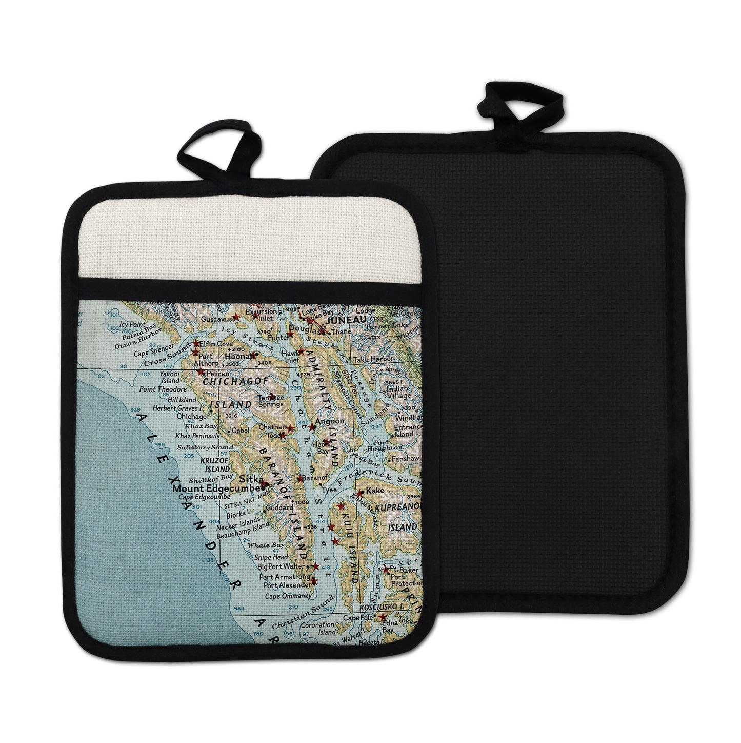 Sitka Alaska vintage map hot pad kitchen decor
