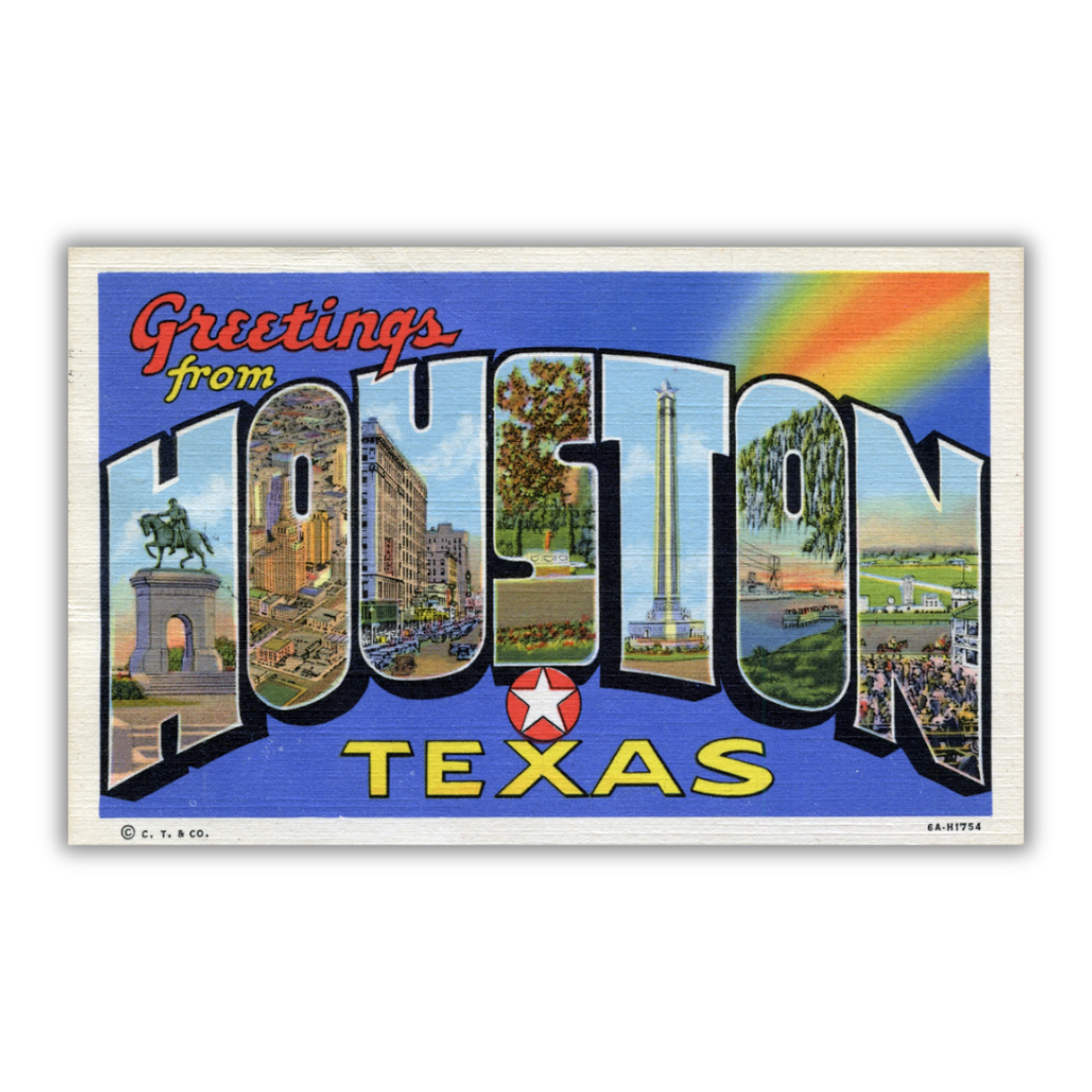 Houston Texas Vintage Postcard Vinyl Sticker