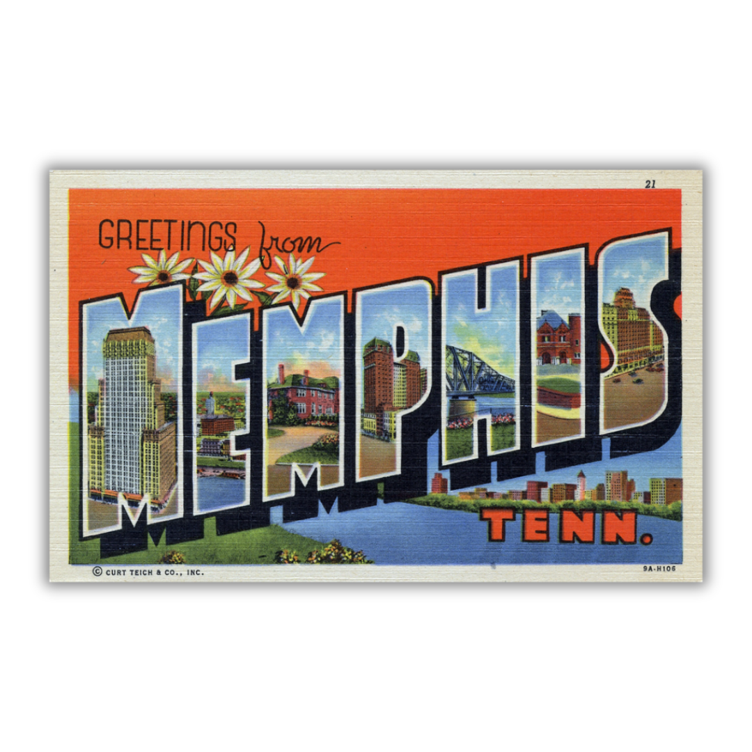 Memphis Tennessee Vintage Postcard Vinyl Sticker