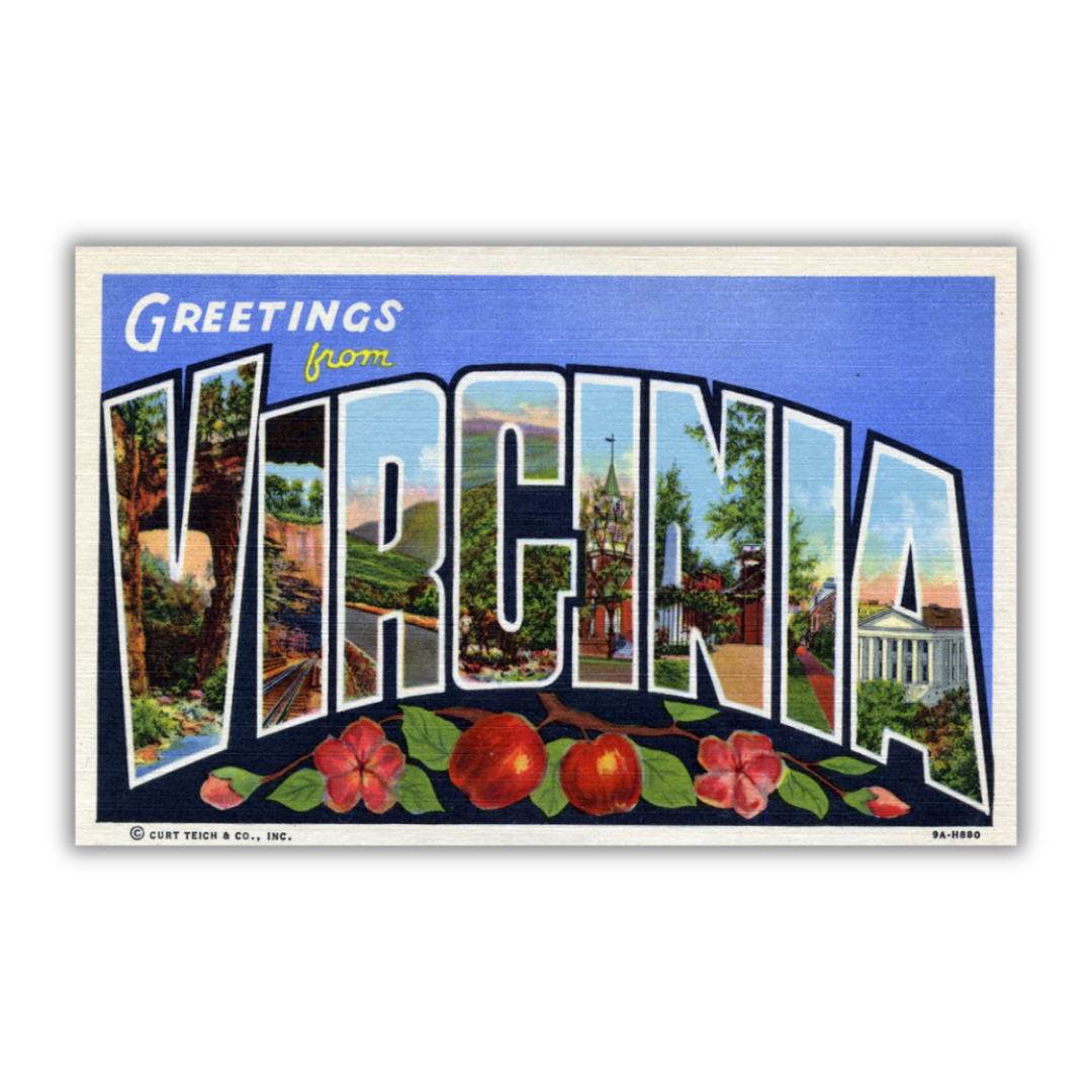 Virginia Vintage Postcard Vinyl Sticker