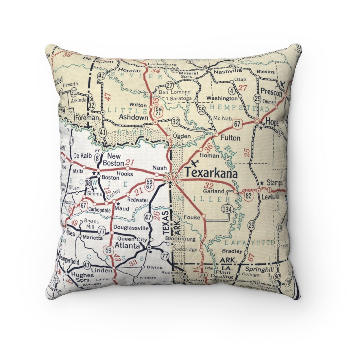 Texarkana vintage map pillow