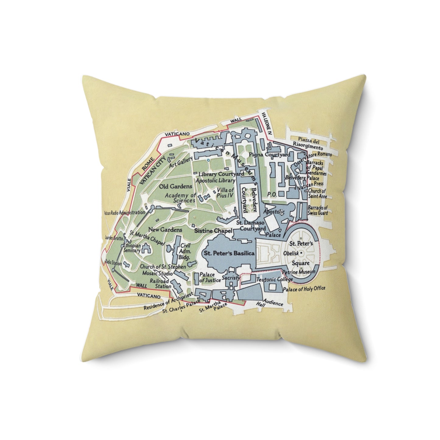 Vatican City vintage map pillow