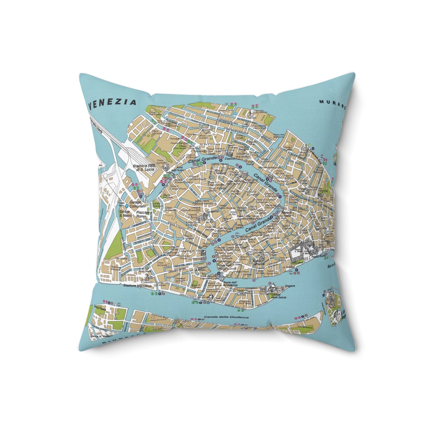 Venice Italy vintage map pillow