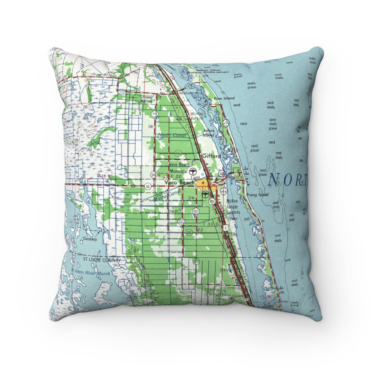 Vero Beach Florida vintage map pillow