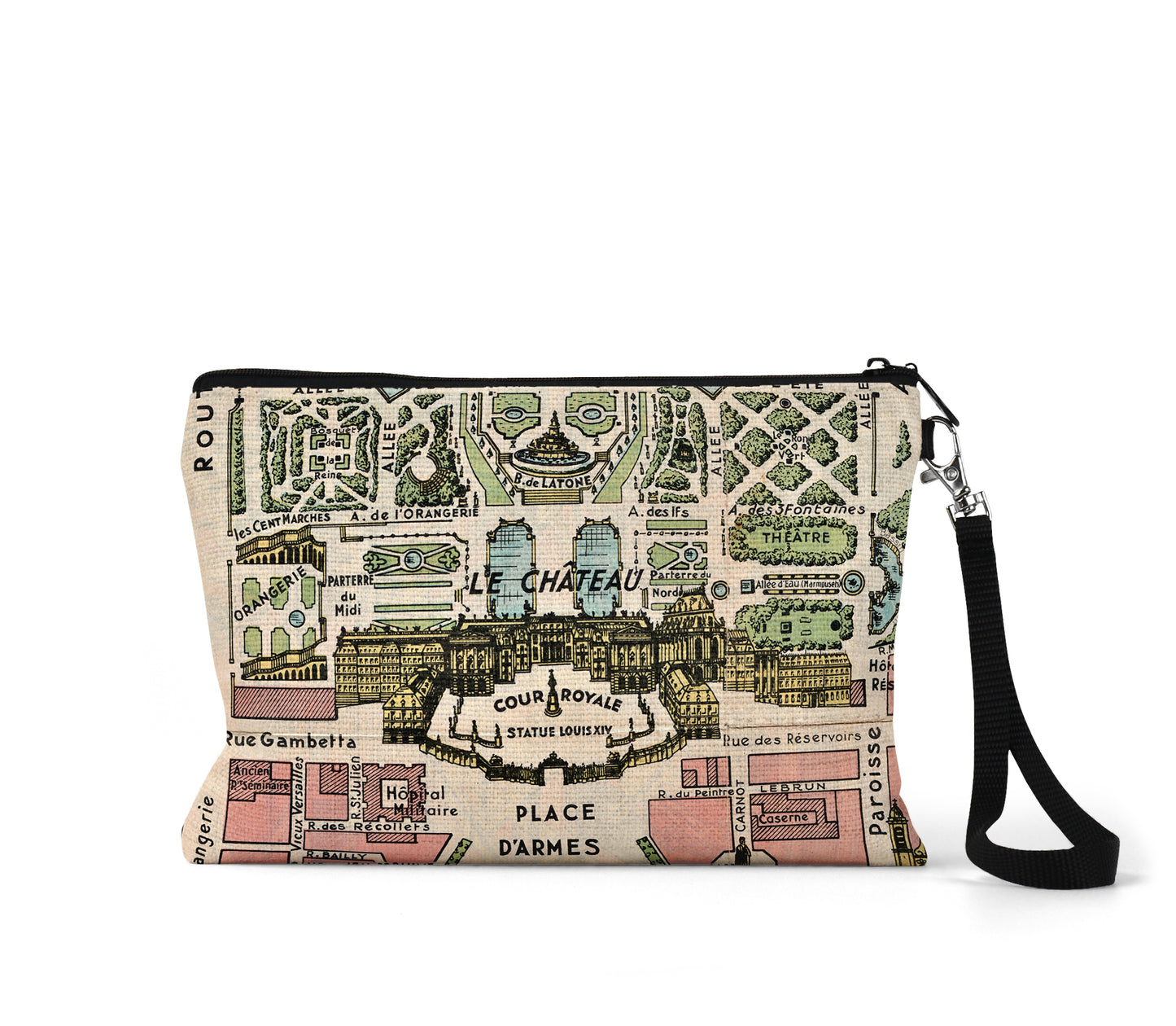 Versailles France map wristlet travel pouch