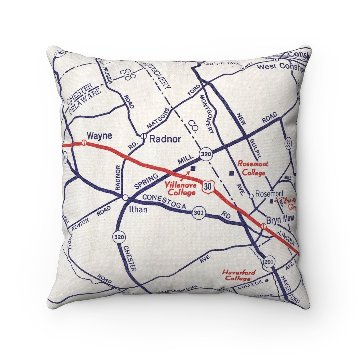 Villanova vintage map pillow