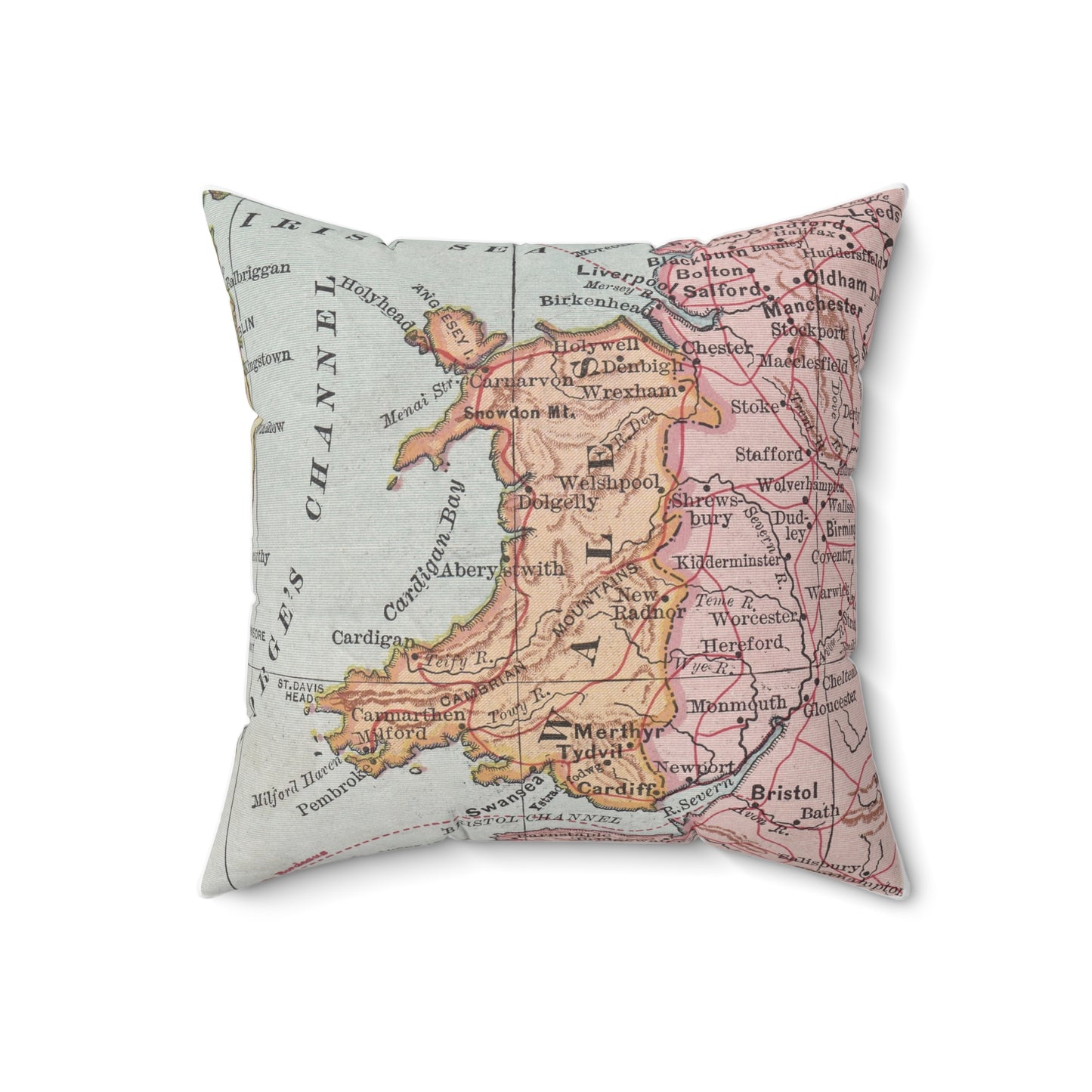 Wales vintage map pillow