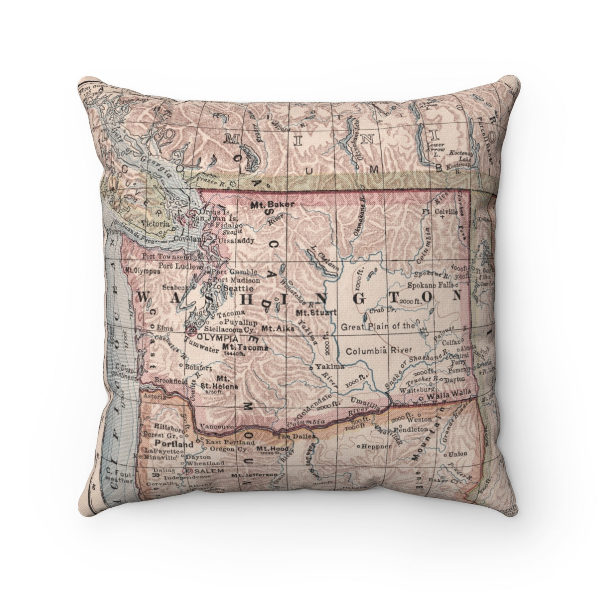 Washington State vintage map pillow