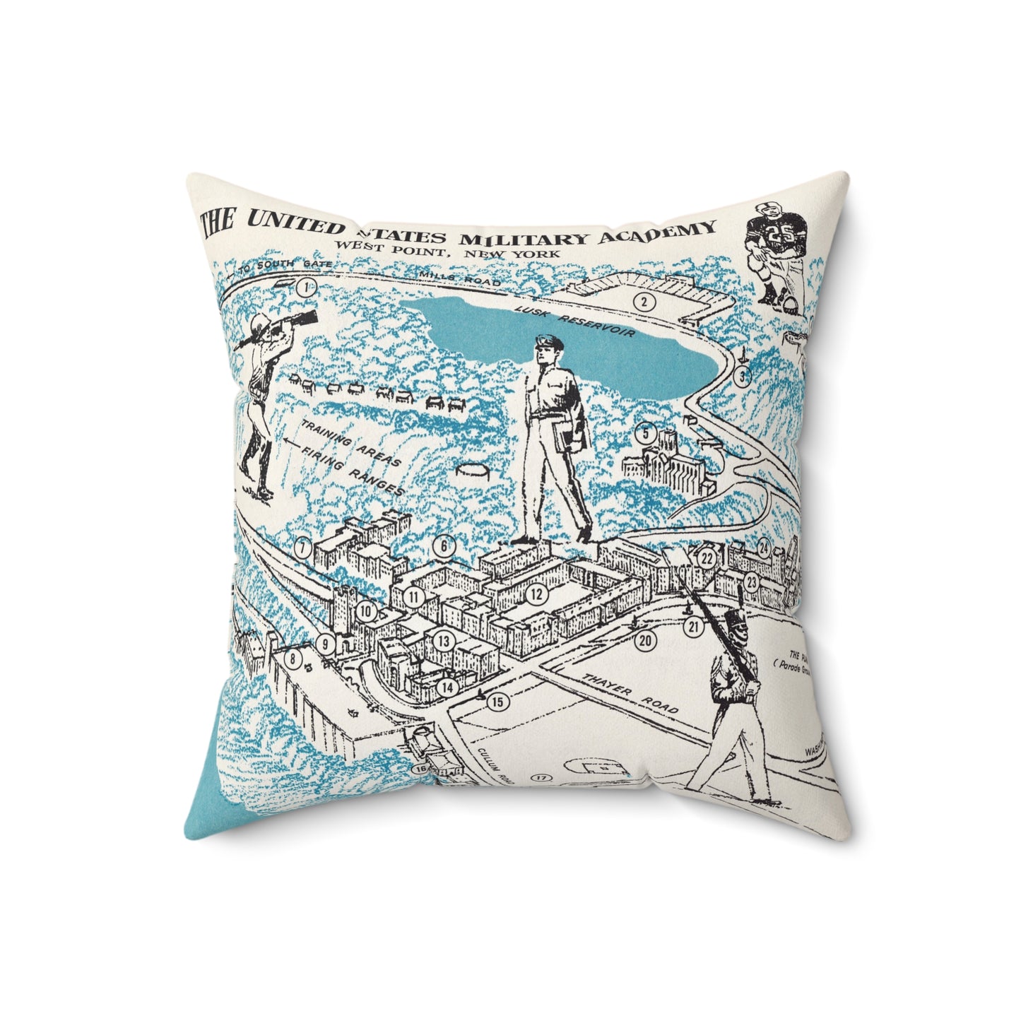 West Point vintage map pillow