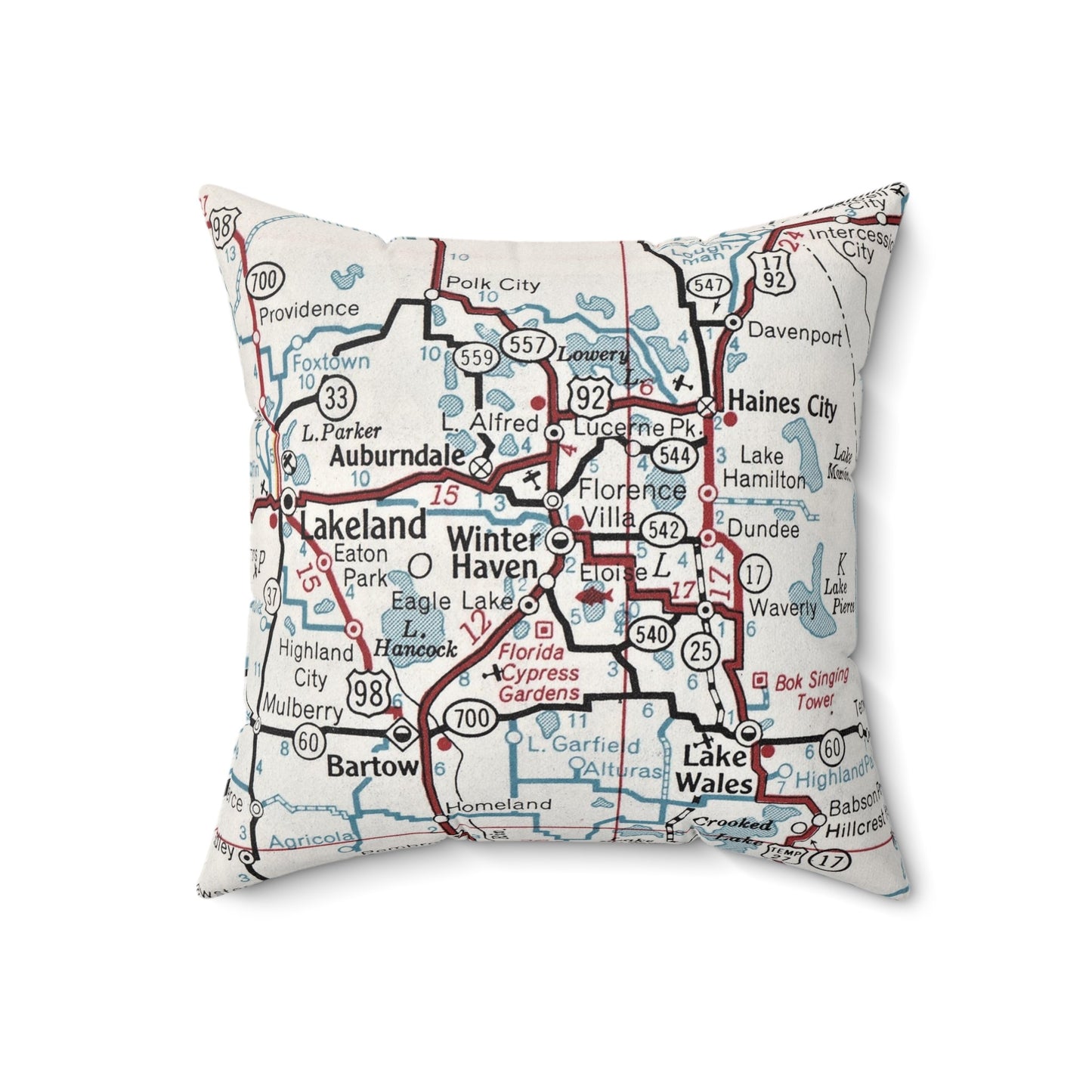 Winter Haven Florida vintage map pillow