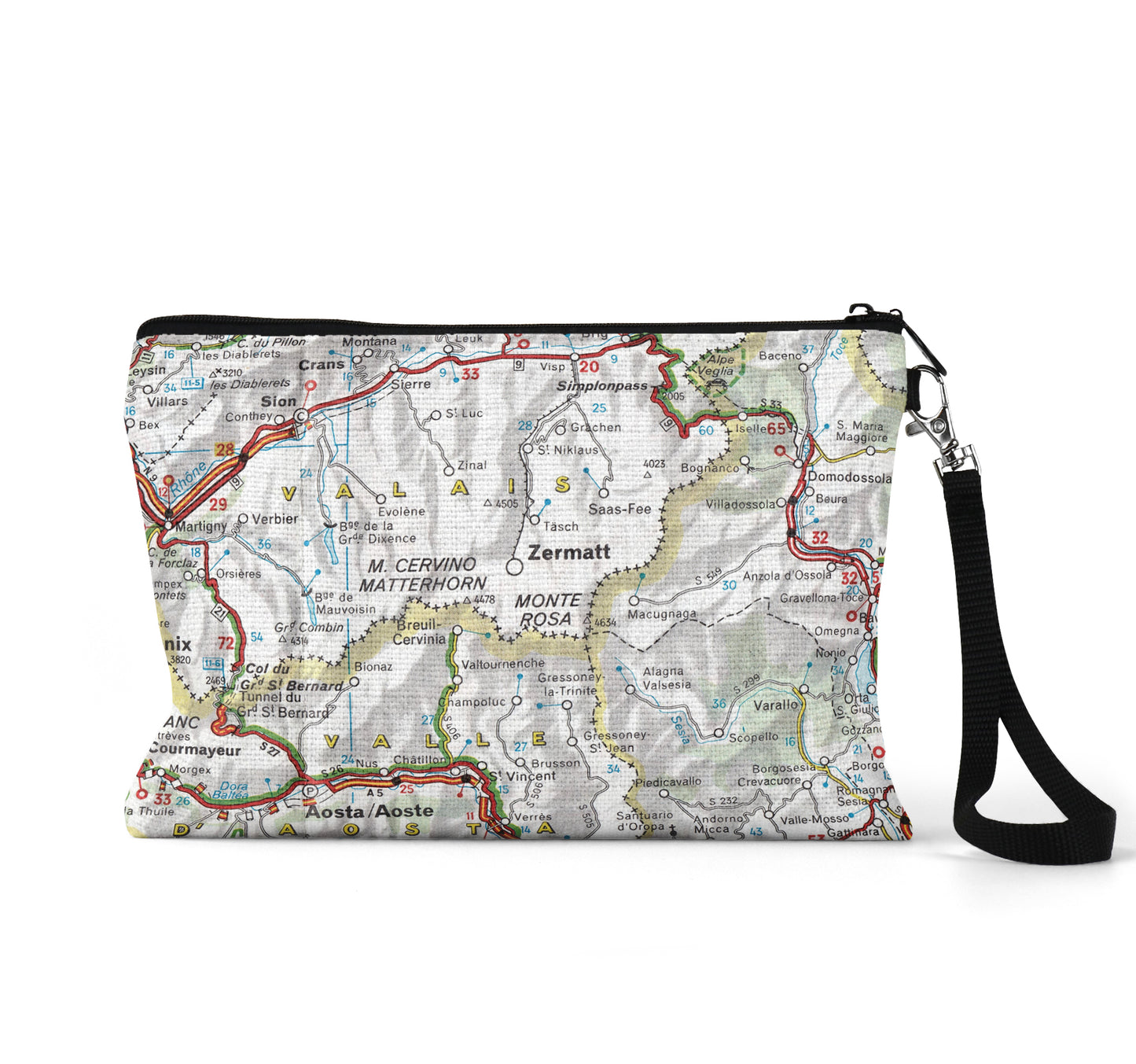 Zermatt Switzerland map wristlet travel pouch
