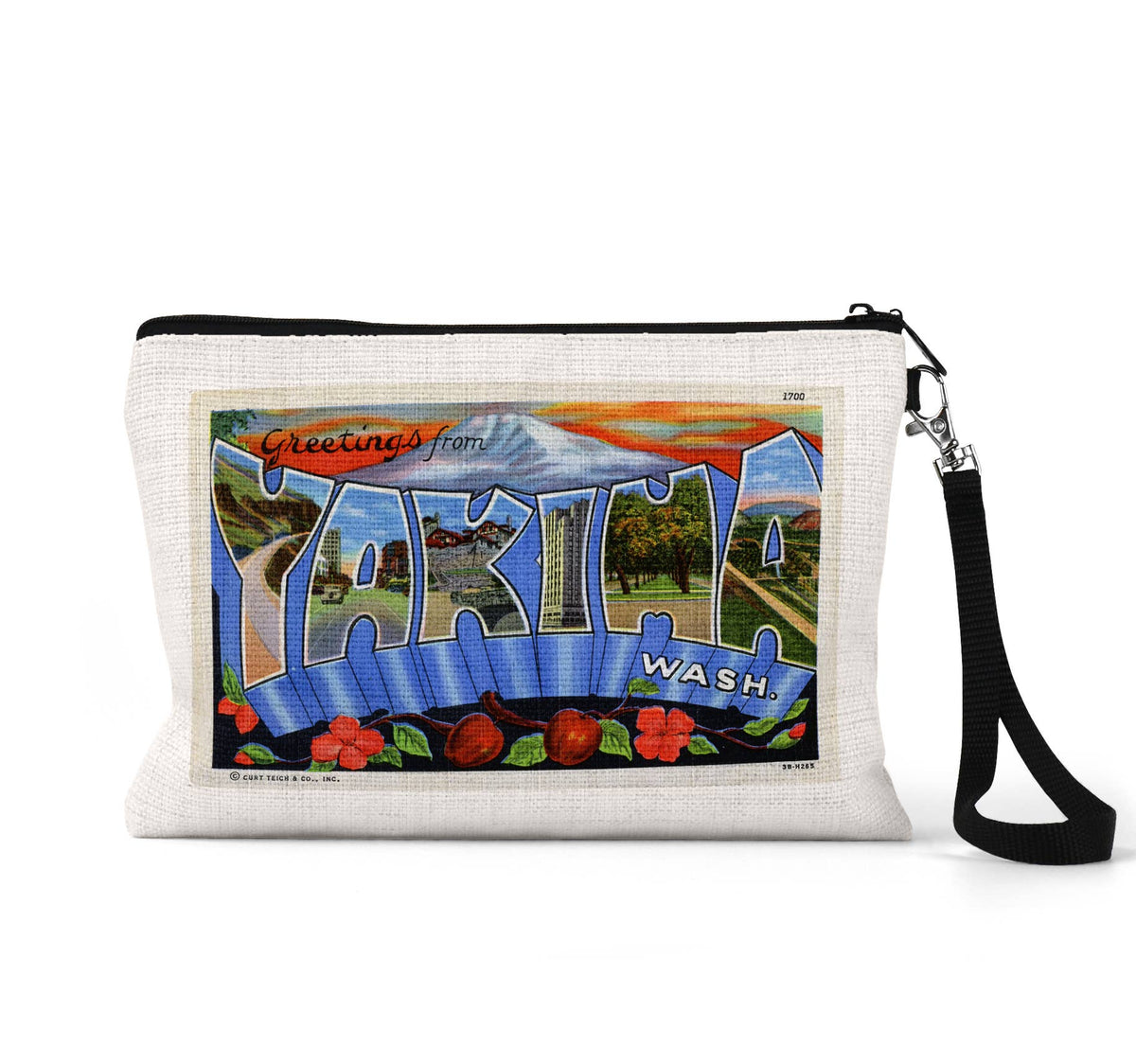 Yakima Washington vintage postcard wristlet travel pouch