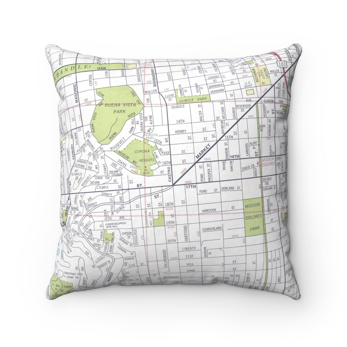 Castro District San Francisco vintage map pillow