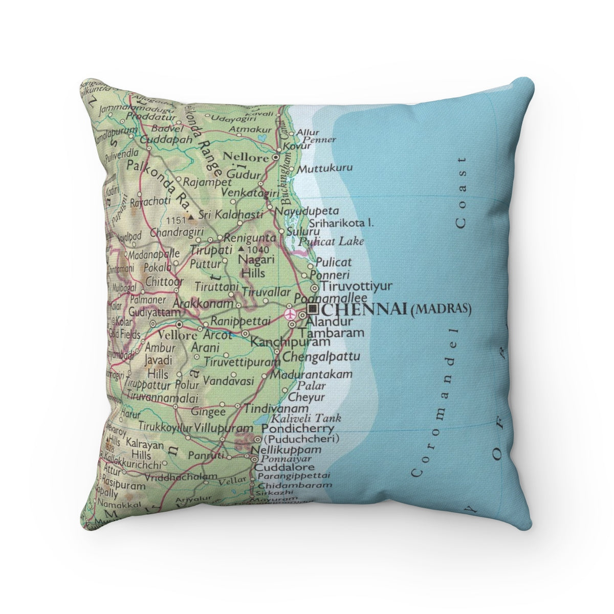 Chennai India vintage map pillow