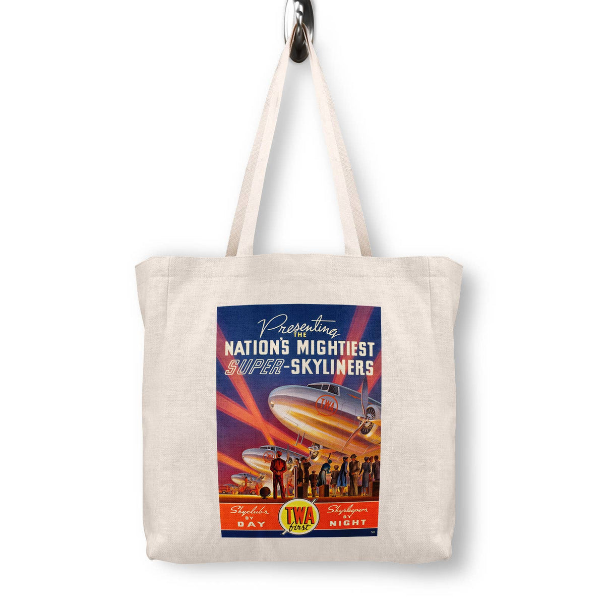 TWA Vintage Travel Poster Canvas Tote Bag