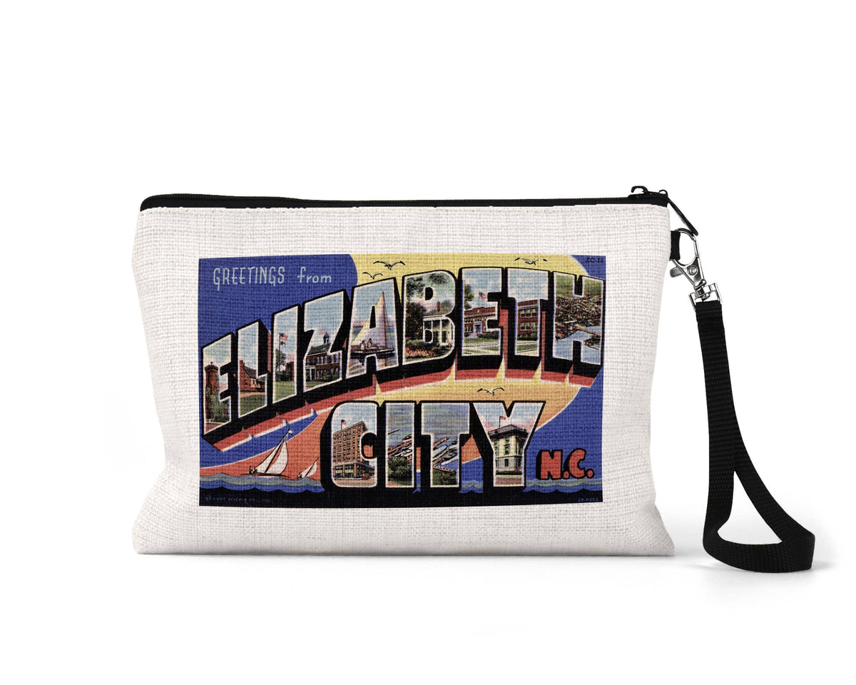 Elizabeth City North Carolina vintage postcard wristlet travel pouch