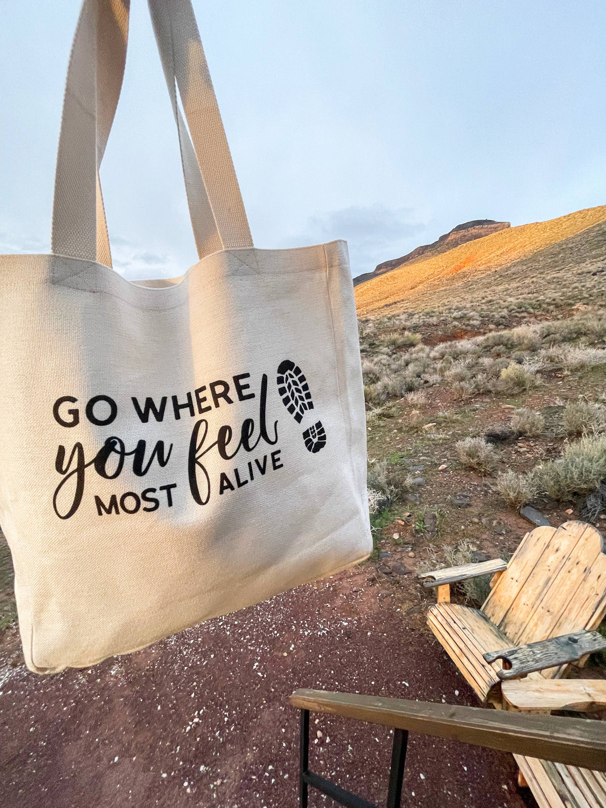 Hiking canvas tote bag