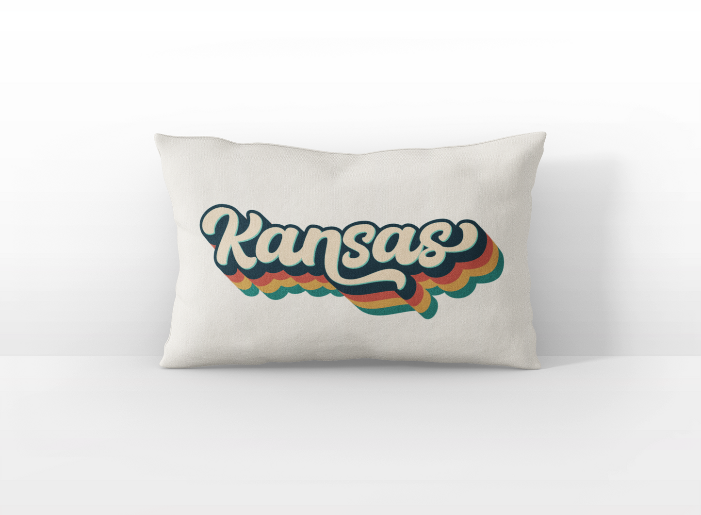 Kansas retro text lumbar pillow