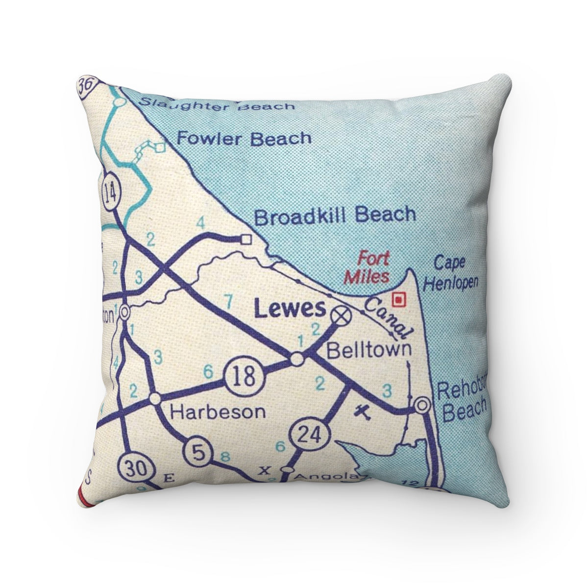 Lewes Delaware vintage map pillow