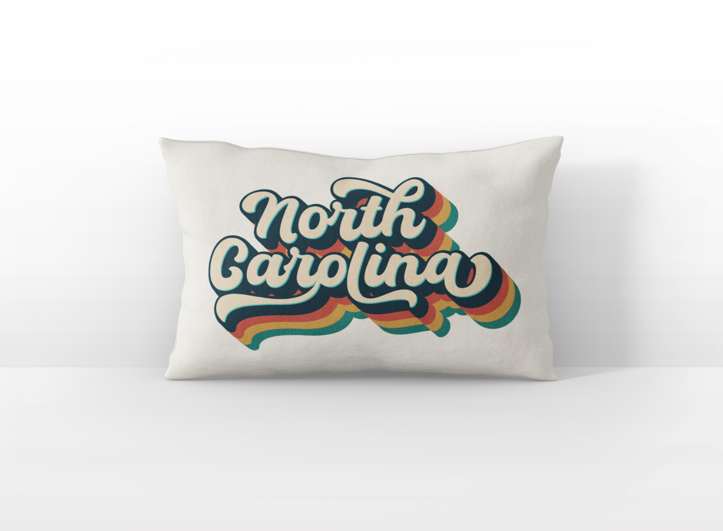 North Carolina retro text lumbar pillow