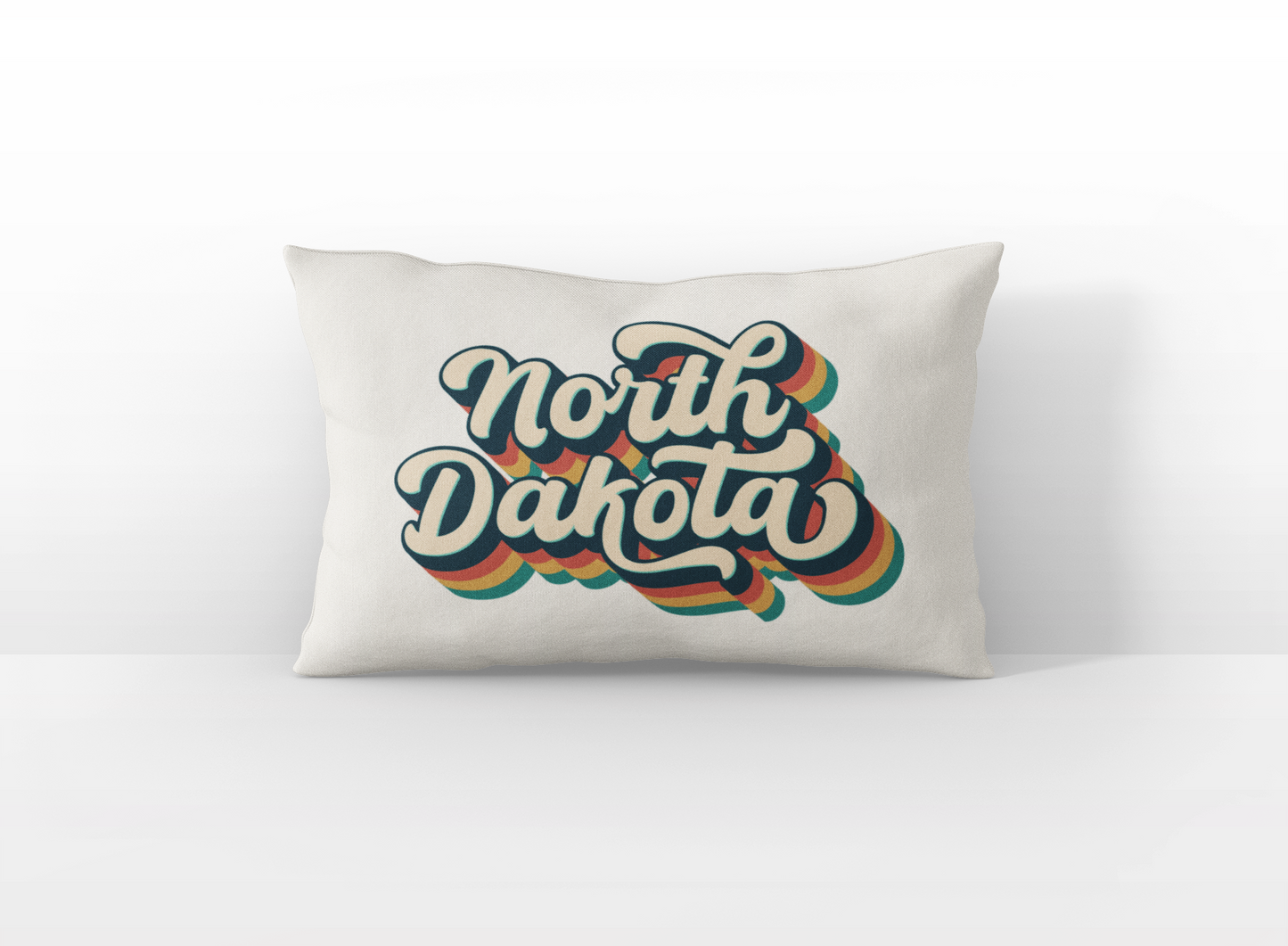 North Dakota retro text lumbar pillow