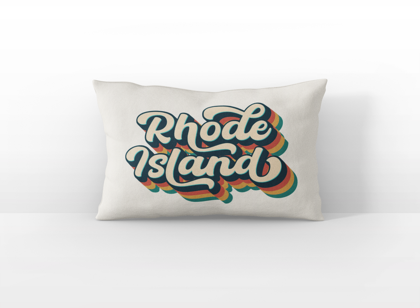 Rhode Island retro text lumbar pillow