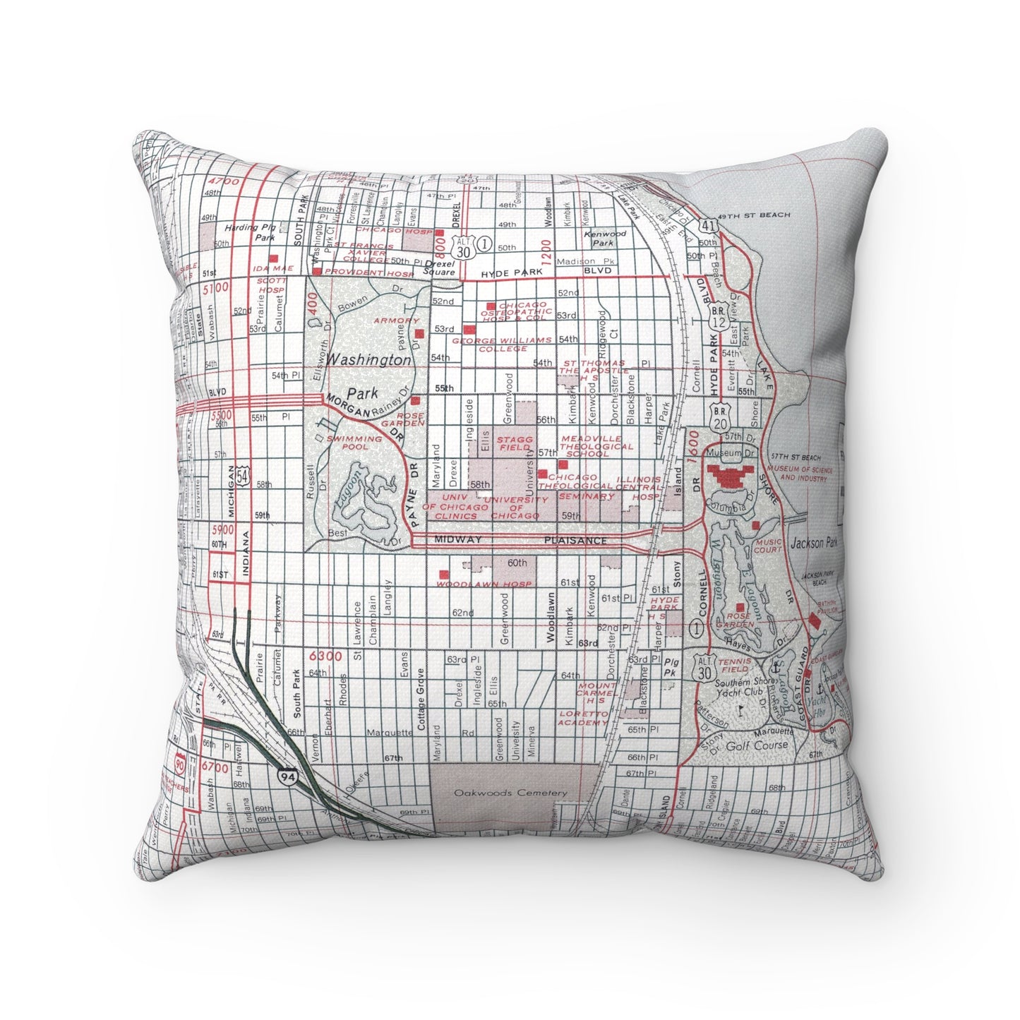 University of Chicago vintage map pillow