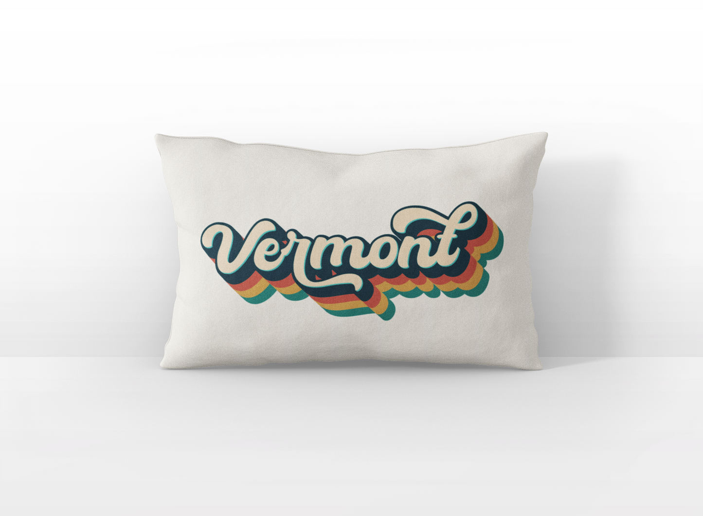 Vermont retro text lumbar pillow