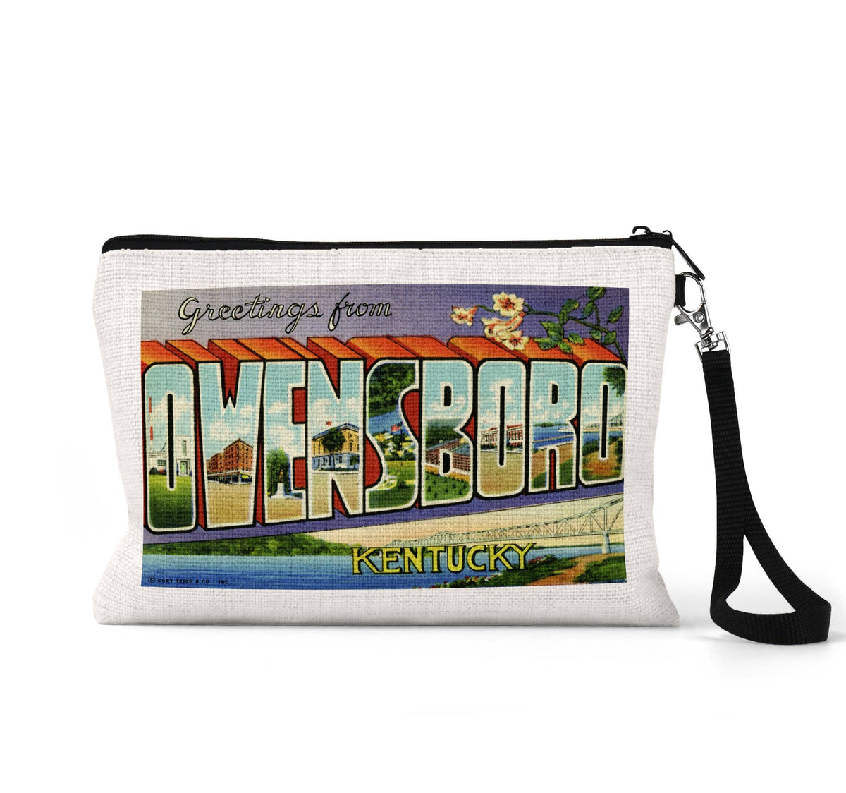 Owensboro Kentucky vintage postcard wristlet travel pouch