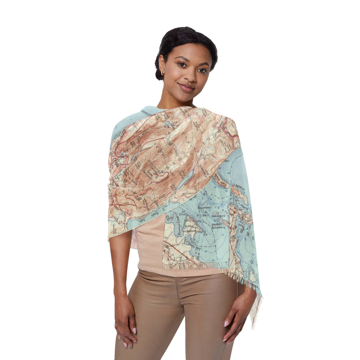 Bar Harbor Maine Acadia National Park Map Travel Scarf