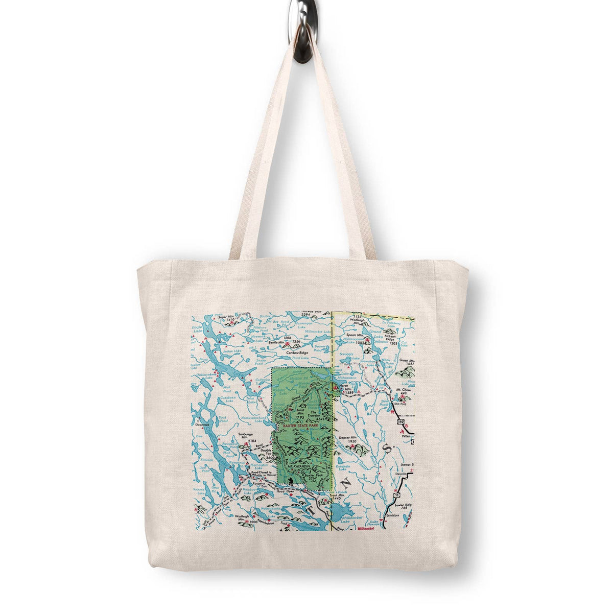 Baxter State Park Maine Vintage Map Canvas Tote Bag