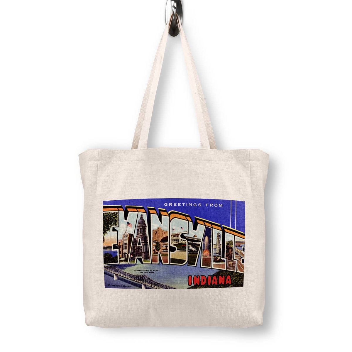 Evansville Indiana Vintage Postcard Canvas Tote Bag